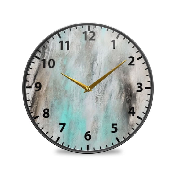 Abstract Textured Painting Wall Clock Modern Decor Acrylic Clock Golden Hands 9.5in