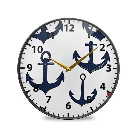 Acrylic Wall and Table Clock Anchor Variety Design 9.5in Modern Decor with Golden Hands