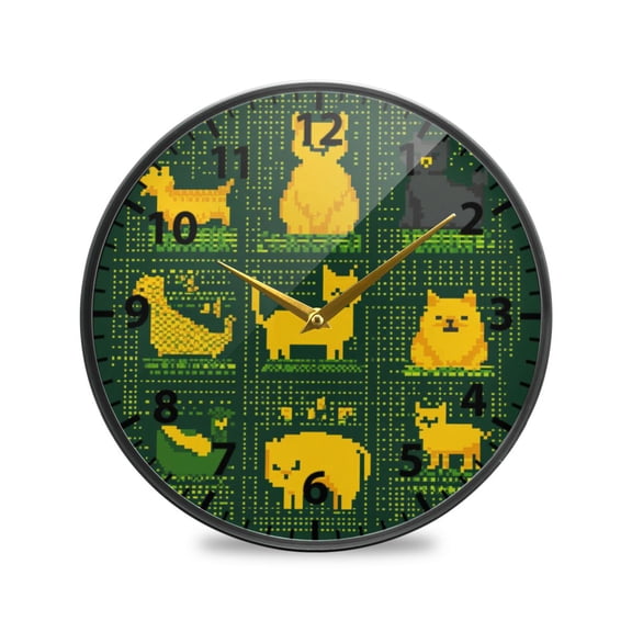 Acrylic Wall and Table Clock Animal Icons Classic 9.5in Modern Decor with Golden Hands