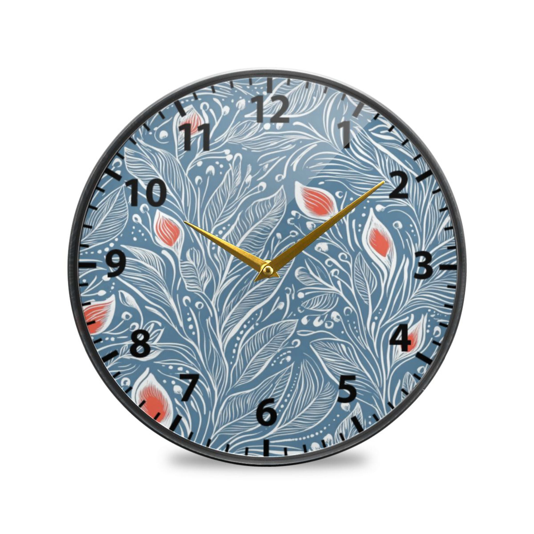 Acrylic Wall and Table Clock Art Floral Design 11.9in Modern Decor with ...