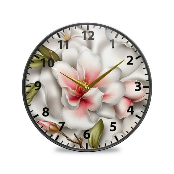 Botanical Garden Design Wall Clock Modern Decor Acrylic Clock Golden Hands 9.5in