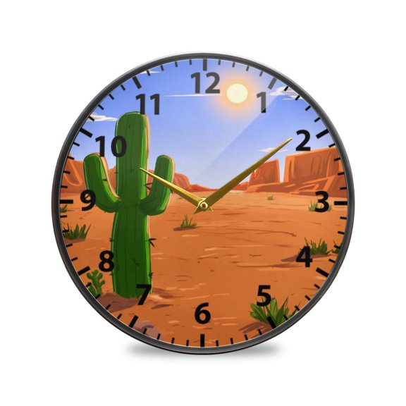 Cactus Wall Clock Modern Decor Acrylic Clock Golden Hands 9.5in