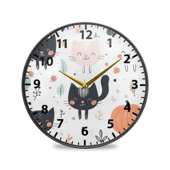 Cartoon Pattern Design Wall Clock Modern Decor Acrylic Clock Golden Hands 11.9in