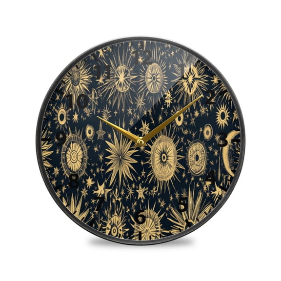 Acrylic Wall and Table Clock Celestial Patterns 9.5in Modern Decor with Golden Hands