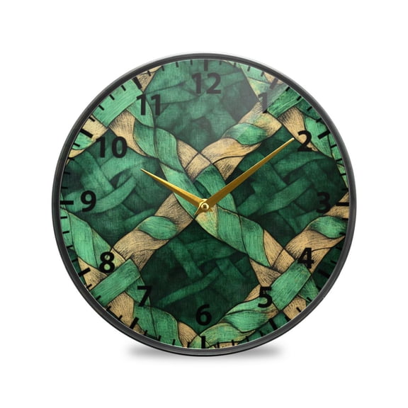 Acrylic Wall and Table Clock Celtic Knots Pattern 9.5in Modern Decor with Golden Hands