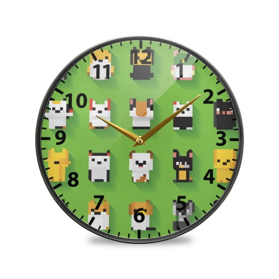 Classic Animal Pattern Wall Clock Modern Decor Acrylic Clock Golden Hands 9.5in