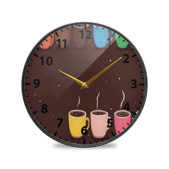 Acrylic Wall and Table Clock Colorful Coffee Collection 9.5in Modern Decor with Golden Hands