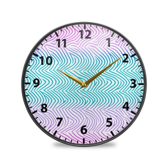 Acrylic Wall and Table Clock Colorful Wavy Line Pattern 9.5in Modern Decor with Golden Hands