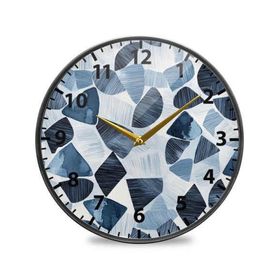 Cool Toned Modern Pattern Wall Clock Modern Decor Acrylic Clock Golden Hands 11.9in