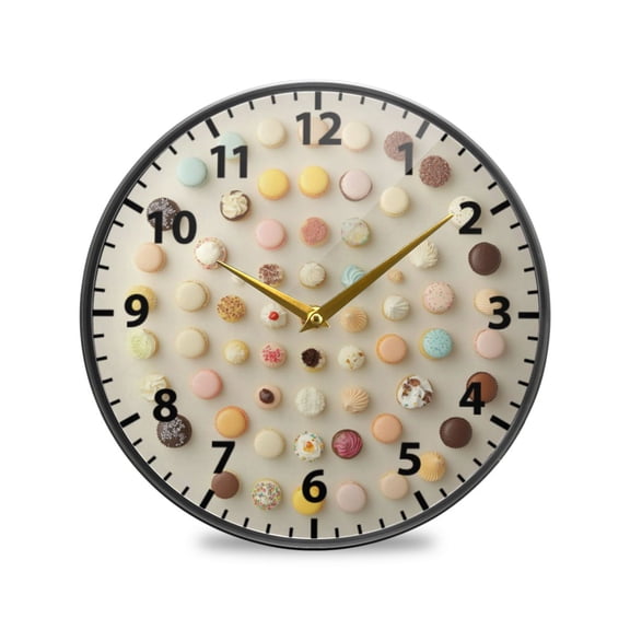Acrylic Wall and Table Clock Cupcakes 9.5in Modern Decor with Golden Hands