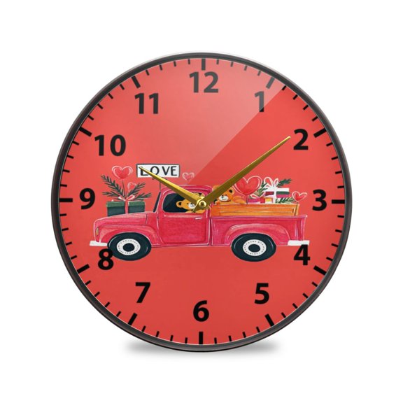 Cute Bears in Wagon Wall Clock Modern Decor Acrylic Clock Golden Hands 9.5in