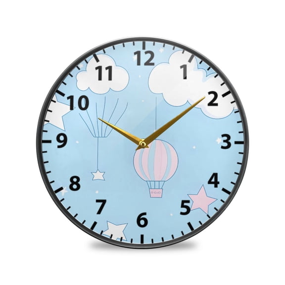 Acrylic Wall and Table Clock Cute Cloud and Sky 9.5in Modern Decor with Golden Hands