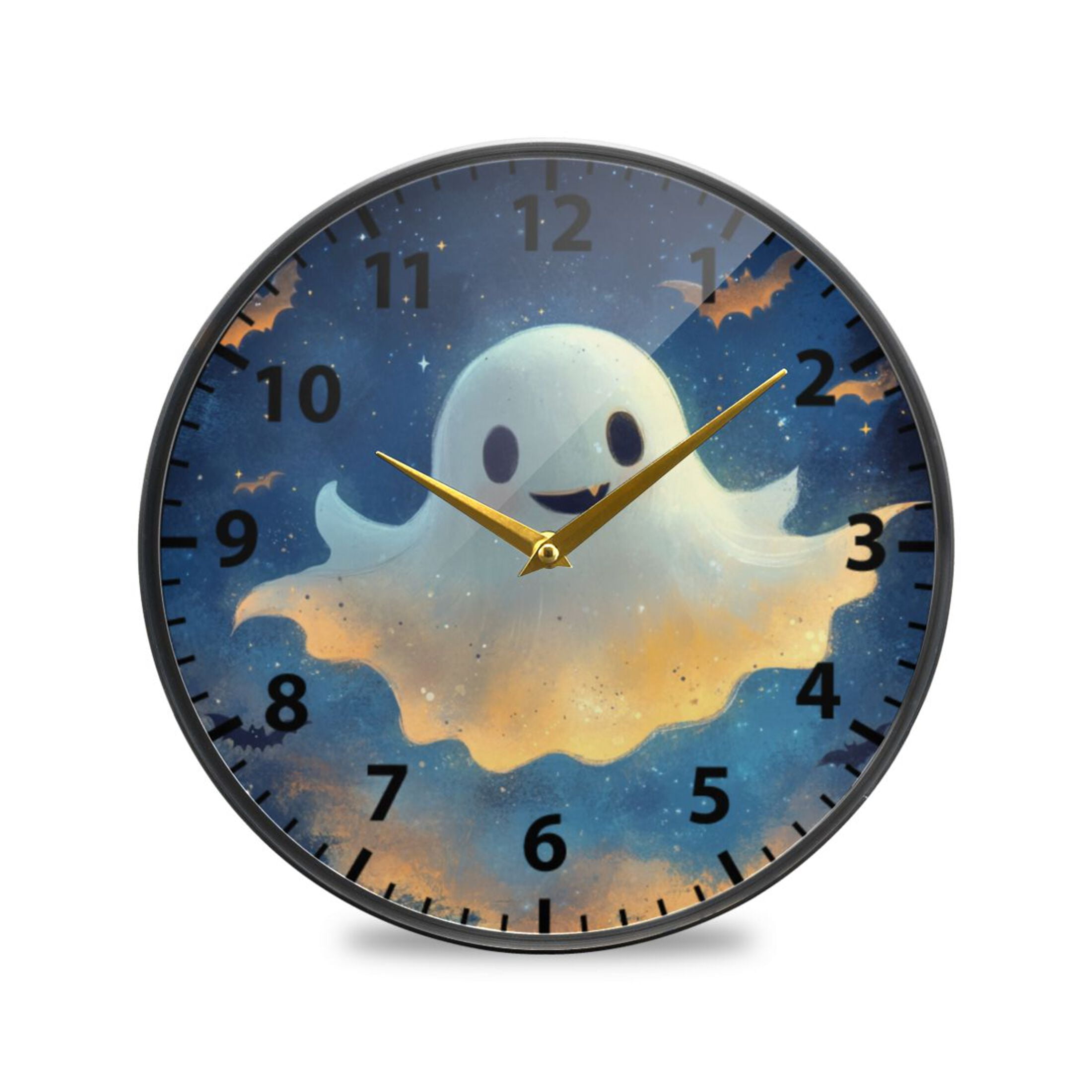 Acrylic Wall and Table Clock Cute Flying Ghosts 9.5in Modern Decor with ...