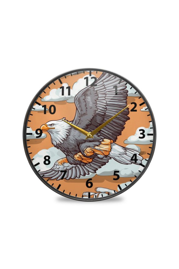 Eagle Wall Clock Modern Decor Acrylic Clock Golden Hands 9.5in