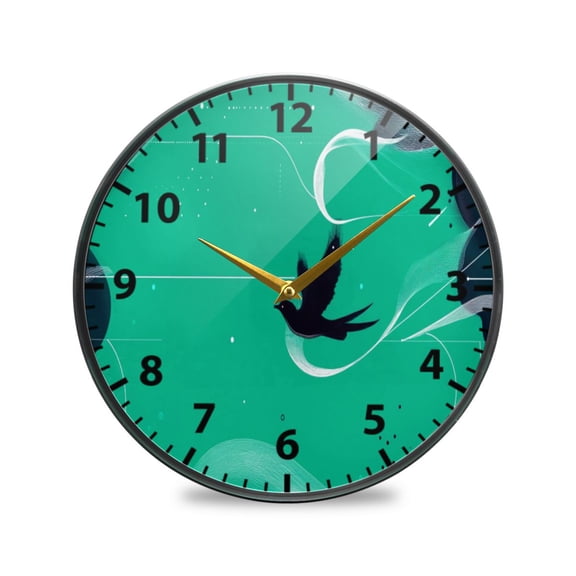 Elegant Bird Silhouette Wall Clock Modern Decor Acrylic Clock Golden Hands 11.9in