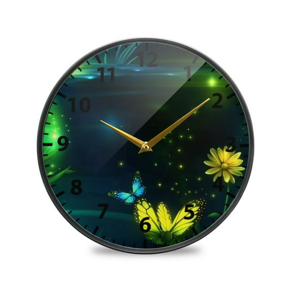 Acrylic Wall and Table Clock Enchanted Butterfly Lights 9.5in Modern Decor with Golden Hands