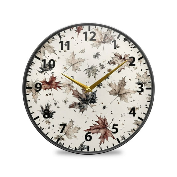 Falling Leaves Wall Clock Modern Decor Acrylic Clock Golden Hands 9.5in
