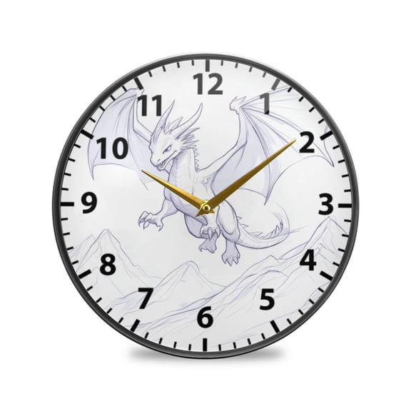 Fantasy Dragon Wall Clock Modern Decor Acrylic Clock Golden Hands 9.5in
