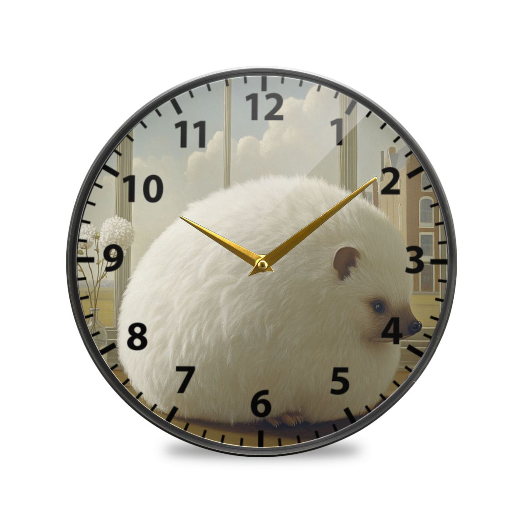 Fat Hedgehog Wall Clock Modern Decor Acrylic Clock Golden Hands 11.9in ...