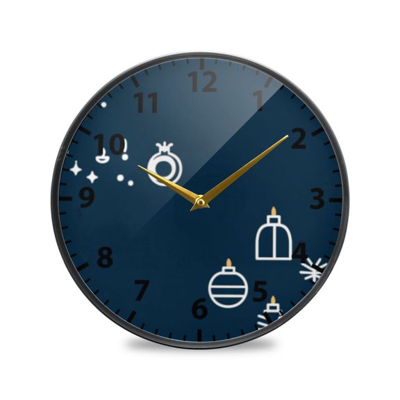 Festive Icons Wall Clock Modern Decor Acrylic Clock Golden Hands 9.5in