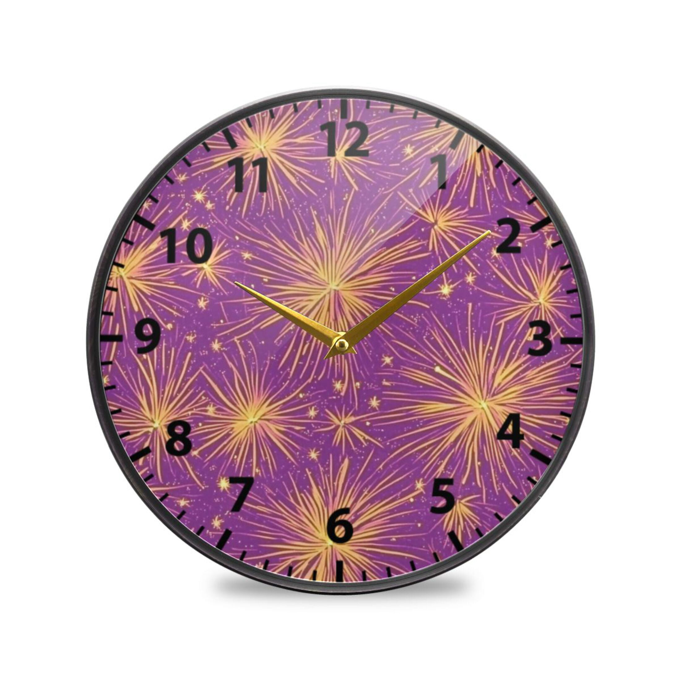 Simple Clock Firework Fireworks Wall Clock Modern Decor Acrylic Clock Golden Hands 9.5in ...
