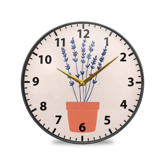 Flower Pot Wall Clock Modern Decor Acrylic Clock Golden Hands 11.9in