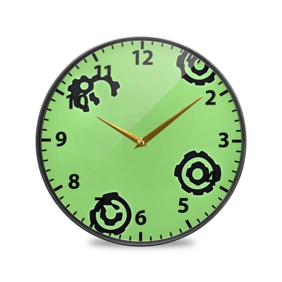 Acrylic Wall and Table Clock Gear Icons Design 9.5in Modern Decor with Golden Hands