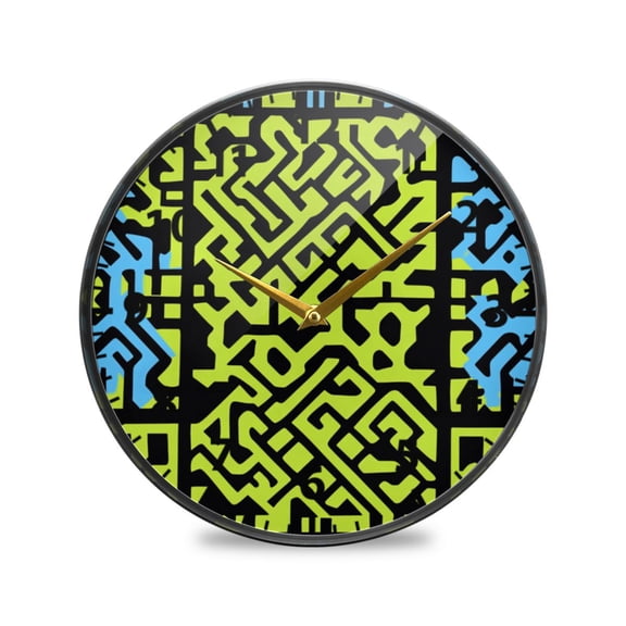 Geometric Lines Patterns Wall Clock Modern Decor Acrylic Clock Golden Hands 11.9in
