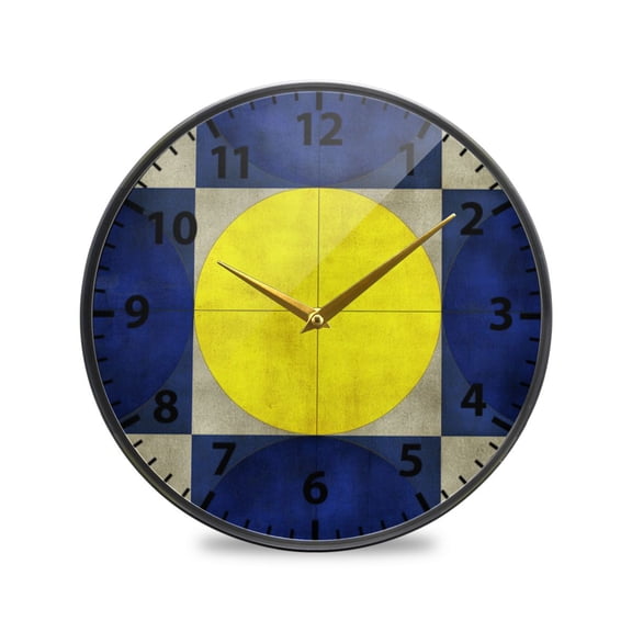 Acrylic Wall and Table Clock Geometric Pattern with Circles 9.5in Modern Decor with Golden Hands