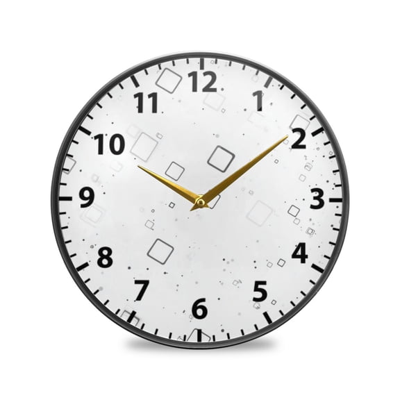 Grey Square Pattern Wall Clock Modern Decor Acrylic Clock Golden Hands 9.5in