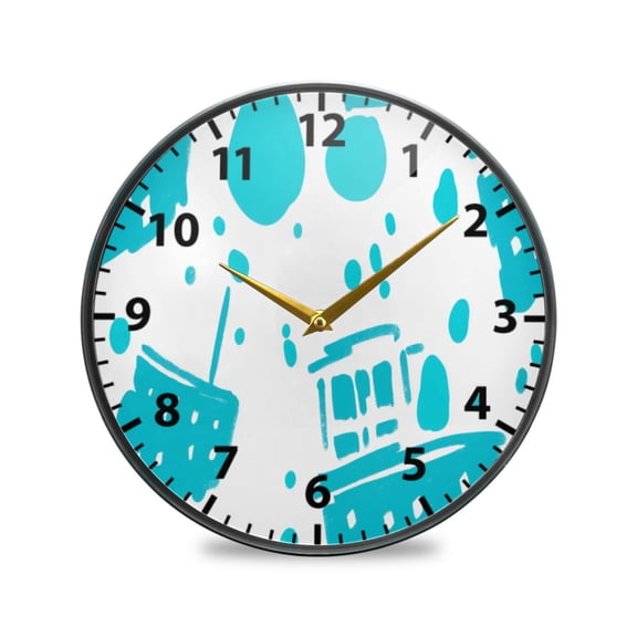 Acrylic Wall and Table Clock Hand Drawn Style Boat 9.5in Modern Decor with Golden Hands