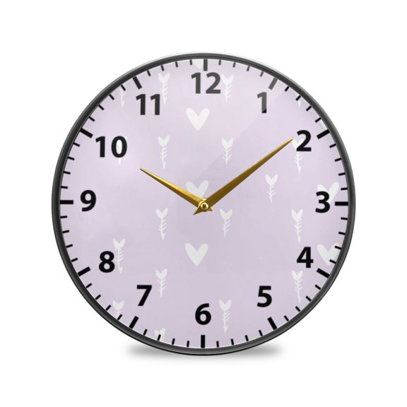 Hearts and Arrows Pattern Wall Clock Modern Decor Acrylic Clock Golden Hands 9.5in