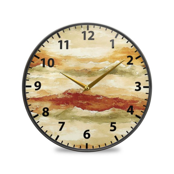 Hills Wall Clock Modern Decor Acrylic Clock Golden Hands 9.5in