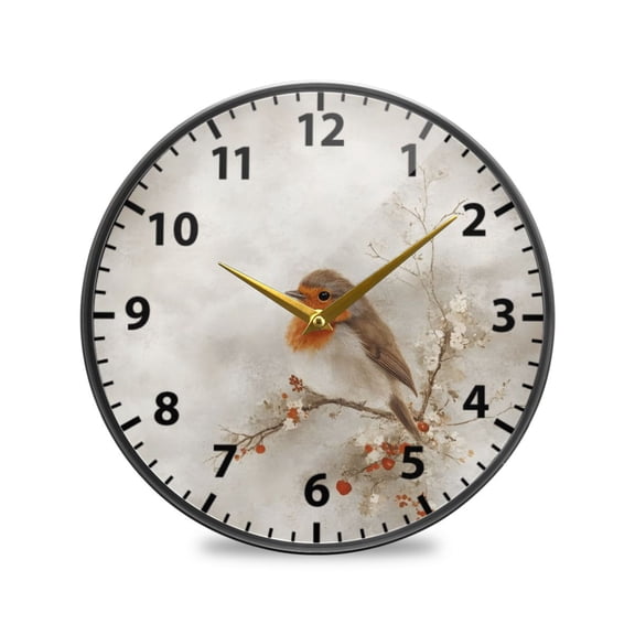 Ink Painting Wall Clock Modern Decor Acrylic Clock Golden Hands 9.5in