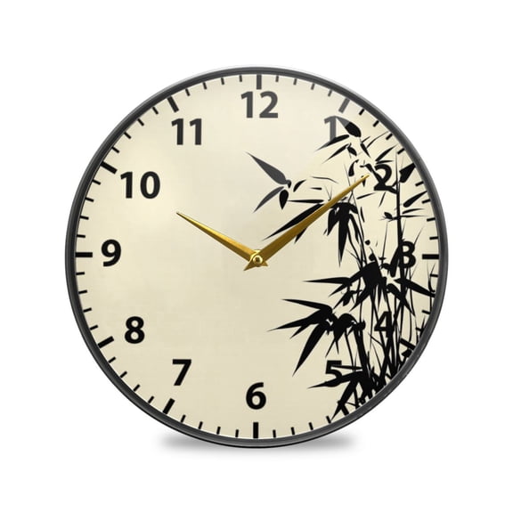 Ink Wash Painting Wall Clock Modern Decor Acrylic Clock Golden Hands 9.5in