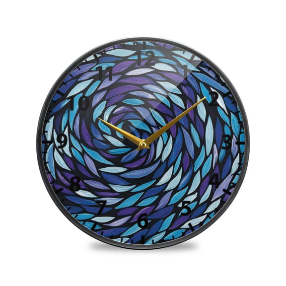 Intricate Spirals Wall Clock Modern Decor Acrylic Clock Golden Hands 9.5in