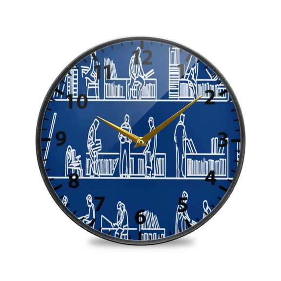 Acrylic Wall and Table Clock Library Student Sketches 9.5in Modern Decor with Golden Hands