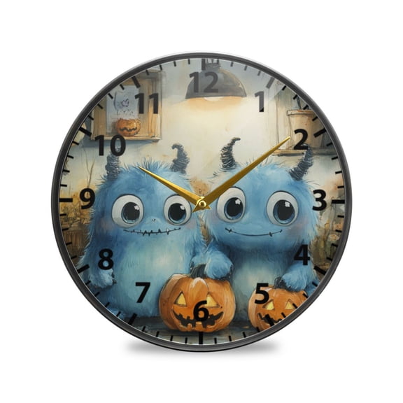 Little Monsters Wall Clock Modern Decor Acrylic Clock Golden Hands 9.5in
