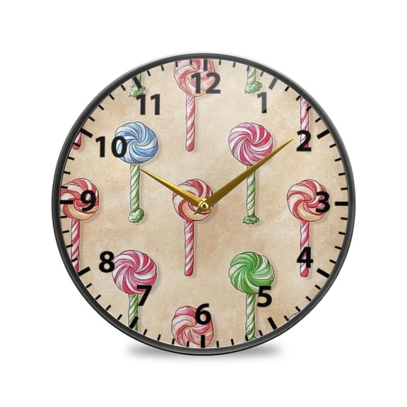 Lollipops Candy Pattern Wall Clock Modern Decor Acrylic Clock Golden Hands 9.5in