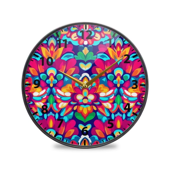 Mandala Wall Clock Modern Decor Acrylic Clock Golden Hands 11.9in