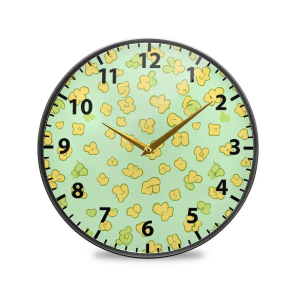 Minimalist Flower Pattern Wall Clock Modern Decor Acrylic Clock Golden Hands 9.5in