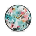 thumbnail image 1 of Modern Splash Color Pattern Wall Clock Modern Decor Acrylic Clock Golden Hands 9.5in, 1 of 12