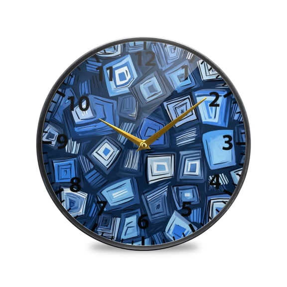 Modern Square Pattern Wall Clock Modern Decor Acrylic Clock Golden Hands 9.5in