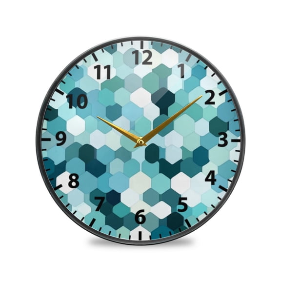 Modern Style Hexagonal Pattern Wall Clock Modern Decor Acrylic Clock Golden Hands 9.5in
