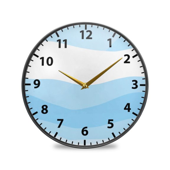 Modern Waves Pattern Wall Clock Modern Decor Acrylic Clock Golden Hands 9.5in