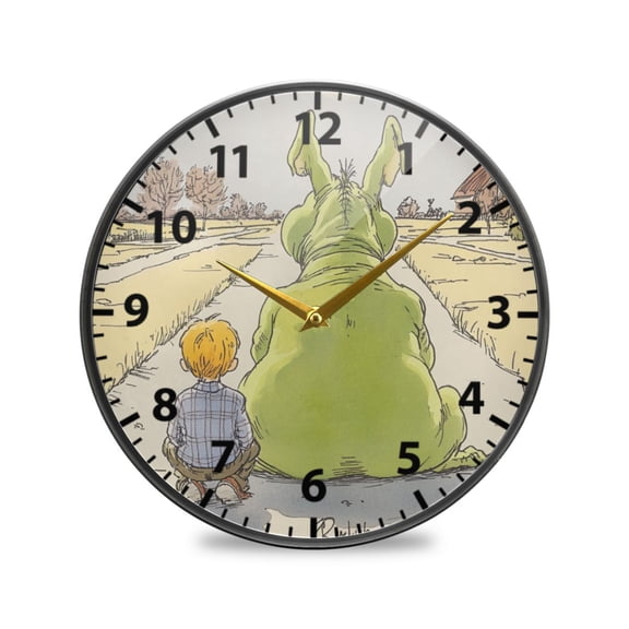 Monster and Children Wall Clock Modern Decor Acrylic Clock Golden Hands 11.9in