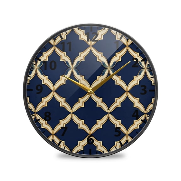 Moroccan Stripe Pattern Wall Clock Modern Decor Acrylic Clock Golden Hands 11.9in