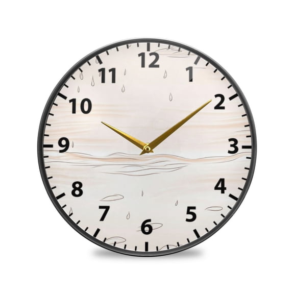 Ocean Waves and Rain Wall Clock Modern Decor Acrylic Clock Golden Hands 11.9in