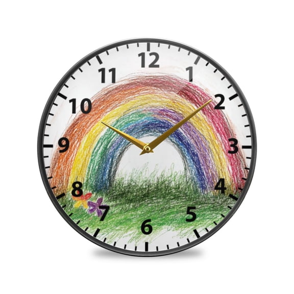 Acrylic Wall and Table Clock Rainbow 9.5in Modern Decor with Golden Hands