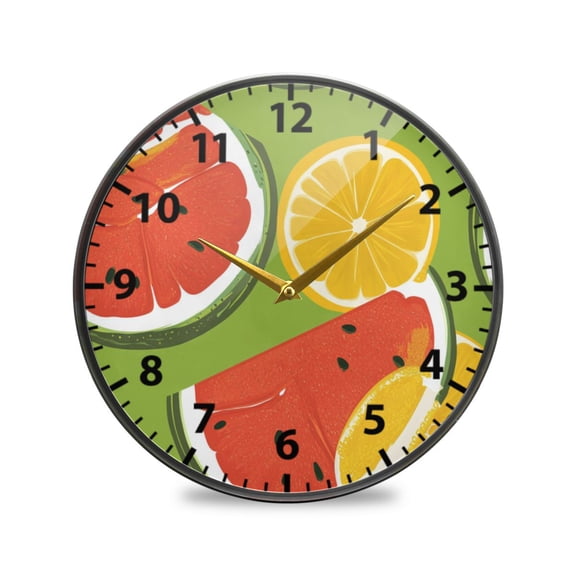Acrylic Wall and Table Clock Refreshing Melons 9.5in Modern Decor with Golden Hands